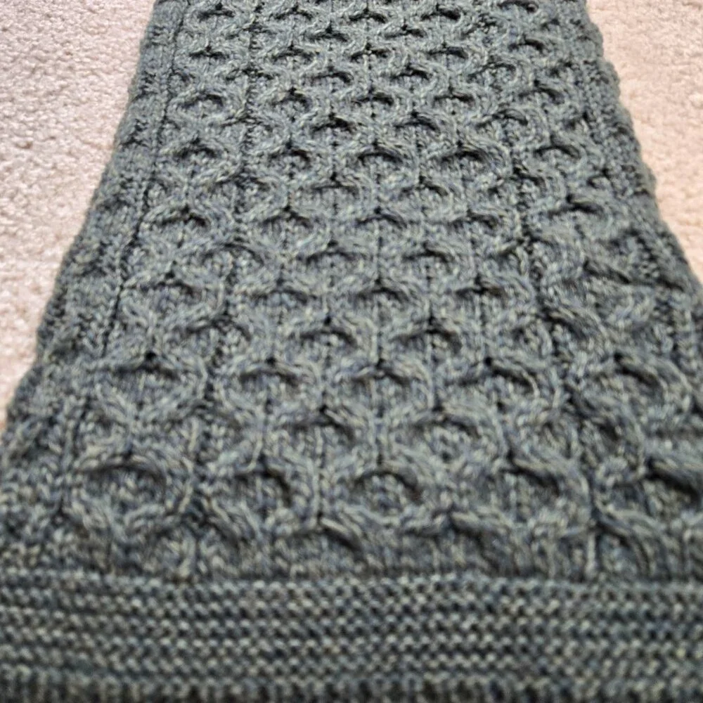 Aran Crafts 100% Merino Wool Green Mottled Heather Scarf Cable - Picture 6 of 8